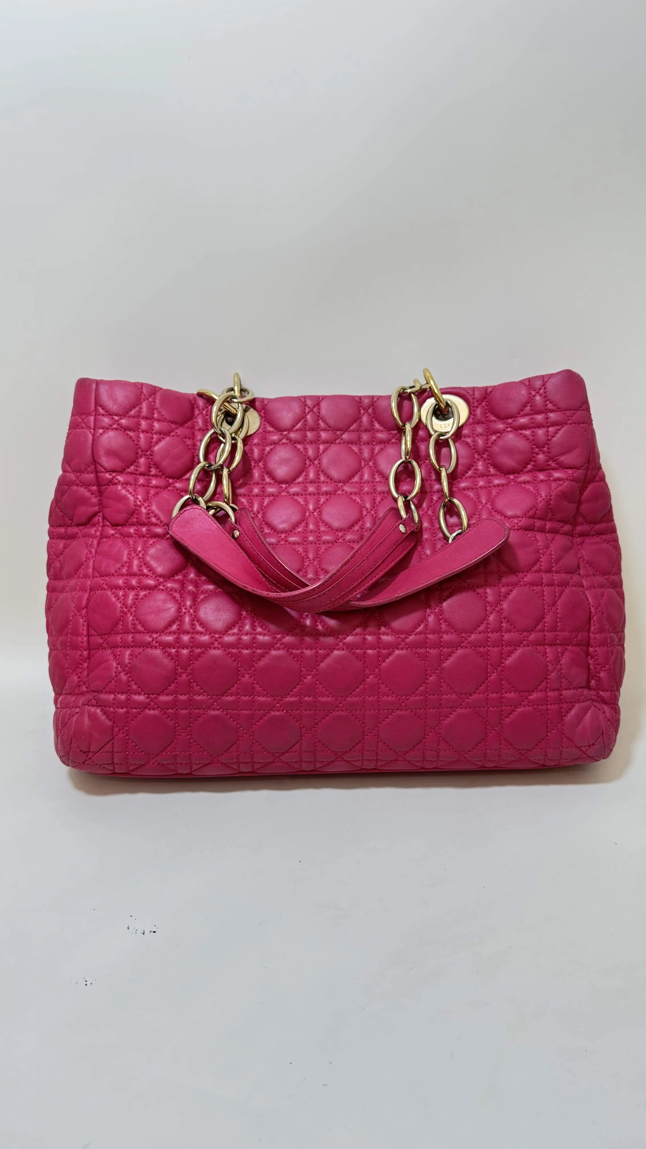 Pink Preloved Dior Tote Bag in Quilted Fabric