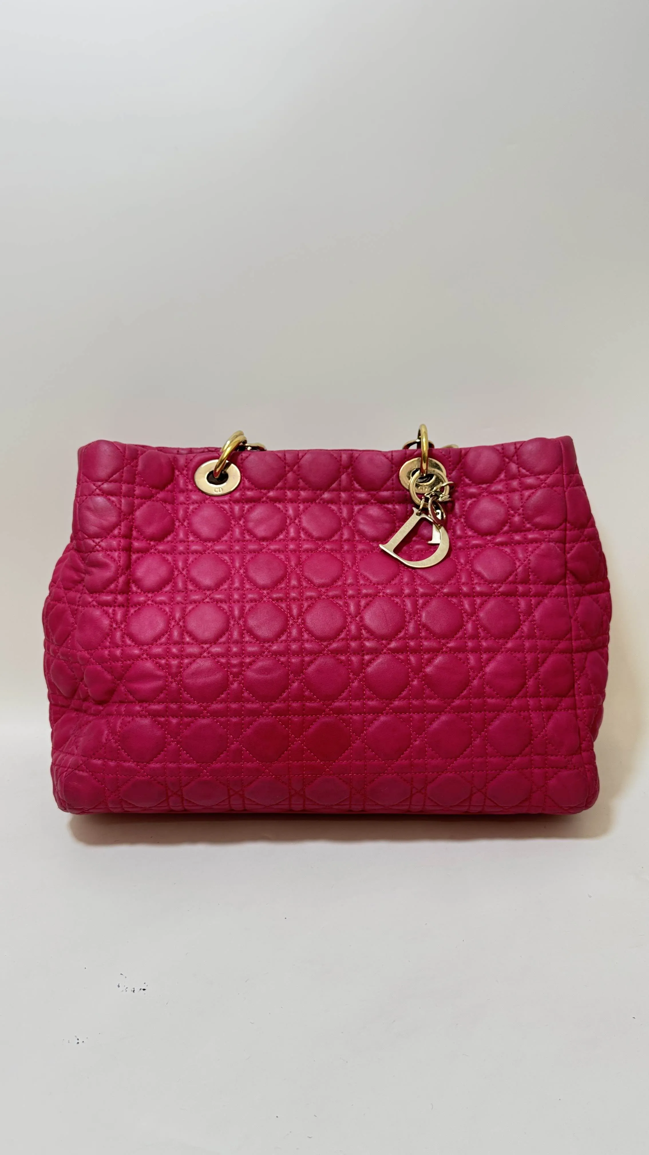 Pink Preloved Dior Tote Bag in Quilted Fabric