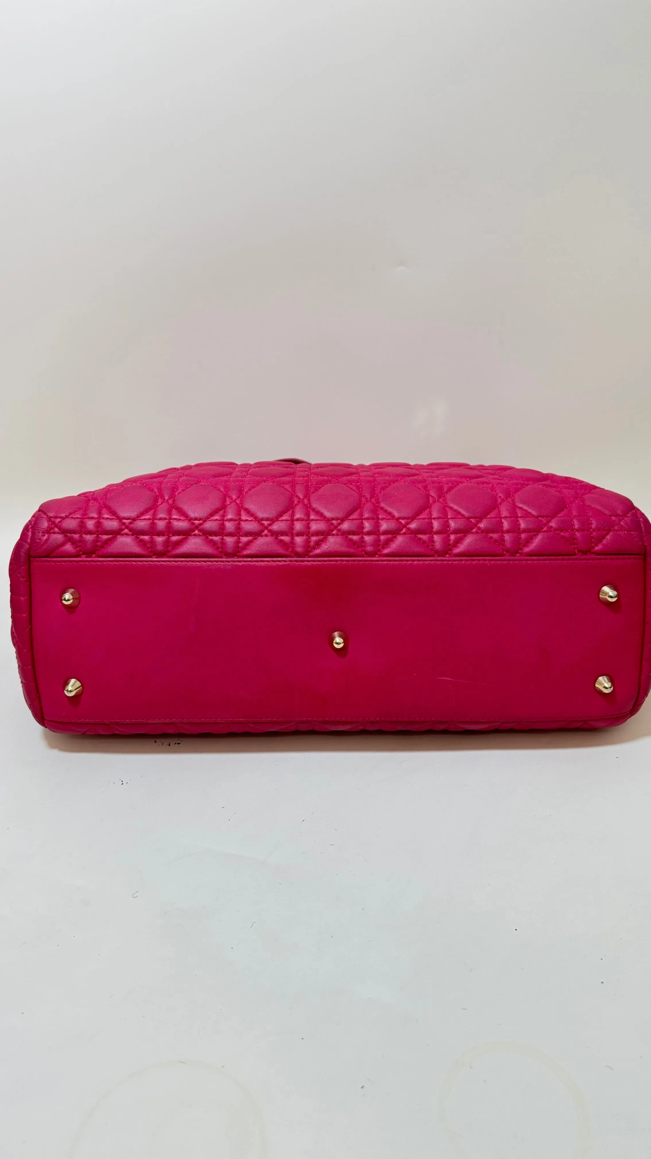 Pink Preloved Dior Tote Bag in Quilted Fabric