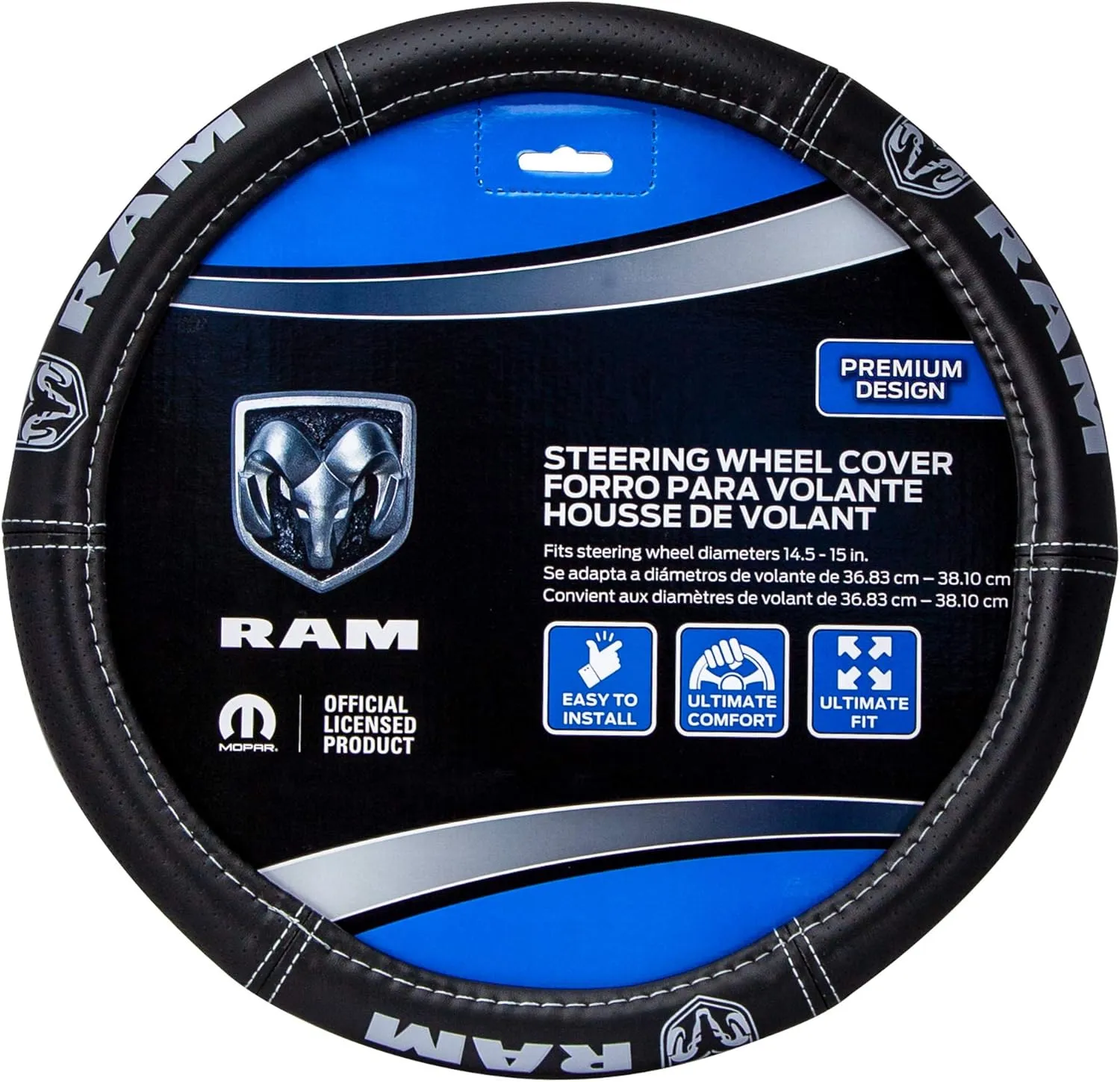 Plasticolor 006697R25 Ram Deluxe Elite Steering Wheel Cover - Gray Logo