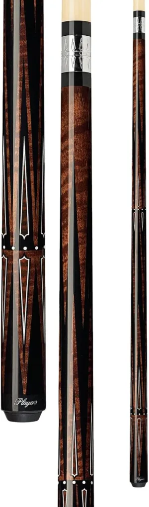 Players Acid A20 Walnut-Stained Maple Black and White Traditional Points Cue with Graphic Snake Wood