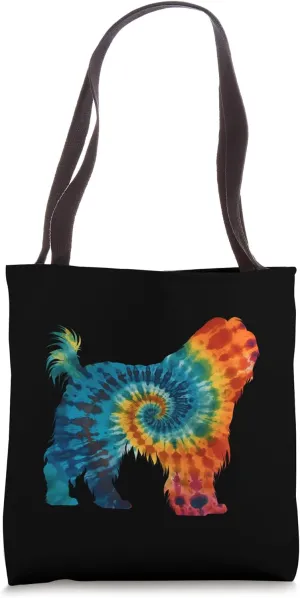 Polish Lowland Sheepdog Dog Retro Tie Dye Design Tote Bag