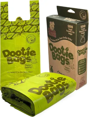 Pooch Approved Dootie Bags - Dog Poop Bags - Tie-Handles - 100 Count Dootie Strong Leakproof Bags - Perfect for Dogs & Cats - Litter - Pet Waste Cleanup - Swivel Bin & GoGo Stik Scoopers