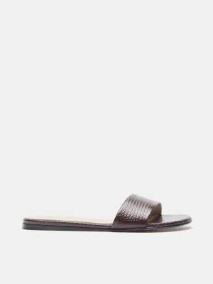 Pool Slide / Bruciato Leather Snake Effect