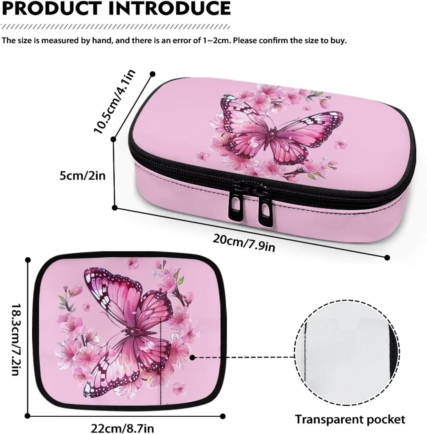 Portable Insulin Storage Bag Pink Cherry Blossom Butterfly Print Travel Bag for Insulin Pens Portable Insulin Pen Case Travel Diabetic Bags