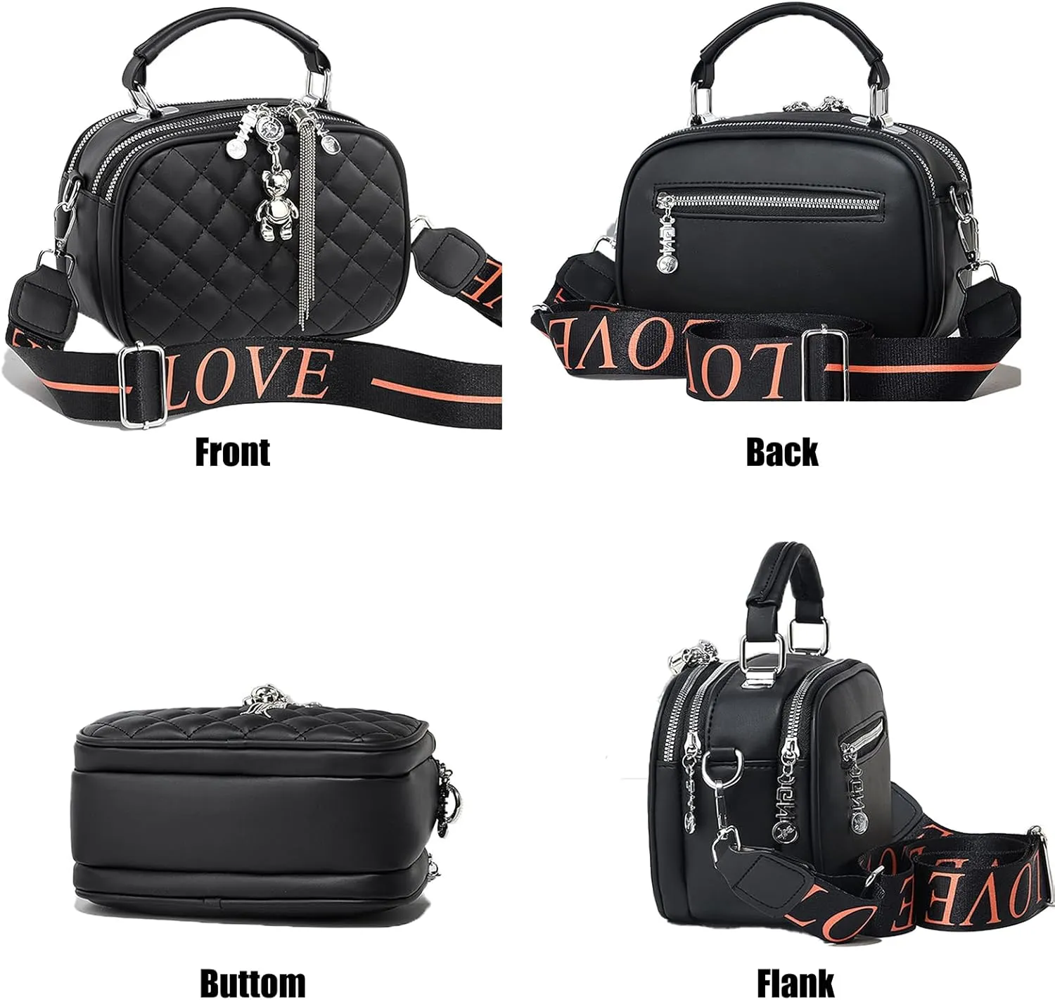 PORT&LOTUS Small Anti Theft Quilted Crossbody Purses for Women Pockets Zipper Shoulder Bags for Women
