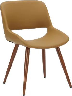 Porthos Home Shane Armless Mid-Century Dining Chair, Water and Stain Resistant Faux Leather Upholstery, Metal Legs with Wood Finish