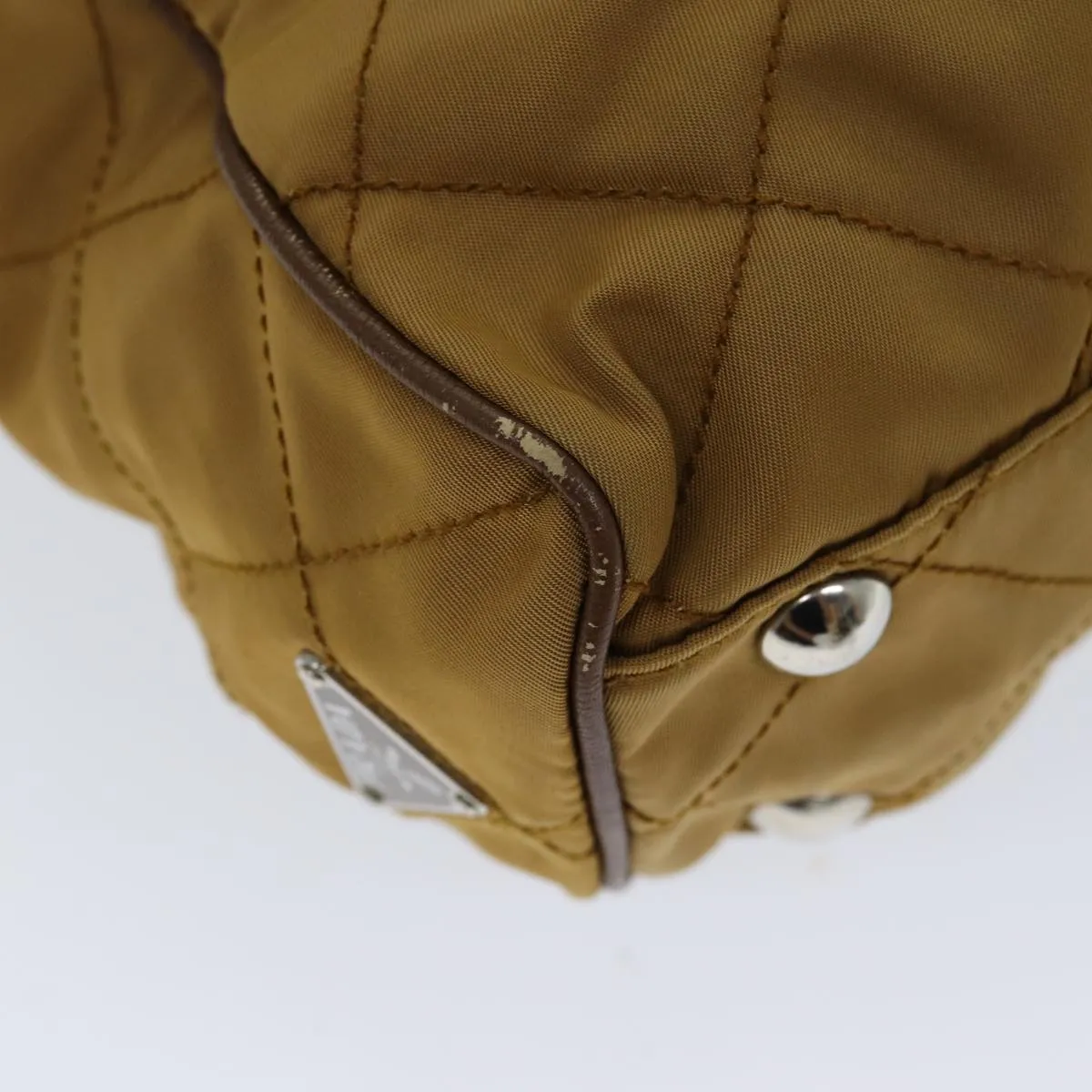 PRADA Chain Quilted Shoulder Bag Nylon Brown Auth 79108