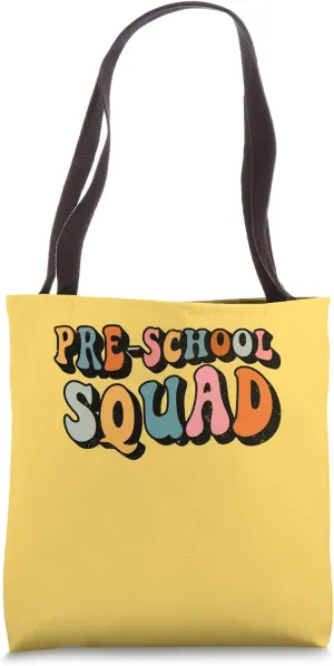Pre-School Squad, Retro Groovy Back To School Matching Tote Bag