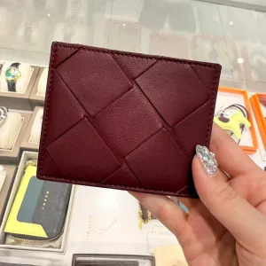 Preloved BV Bottega Veneta Intrecciato Burgundy Leather Card Holder