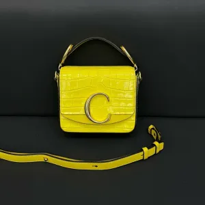 Preloved Chloe C Bag HY106 Yellow Leather Top Handle Bag