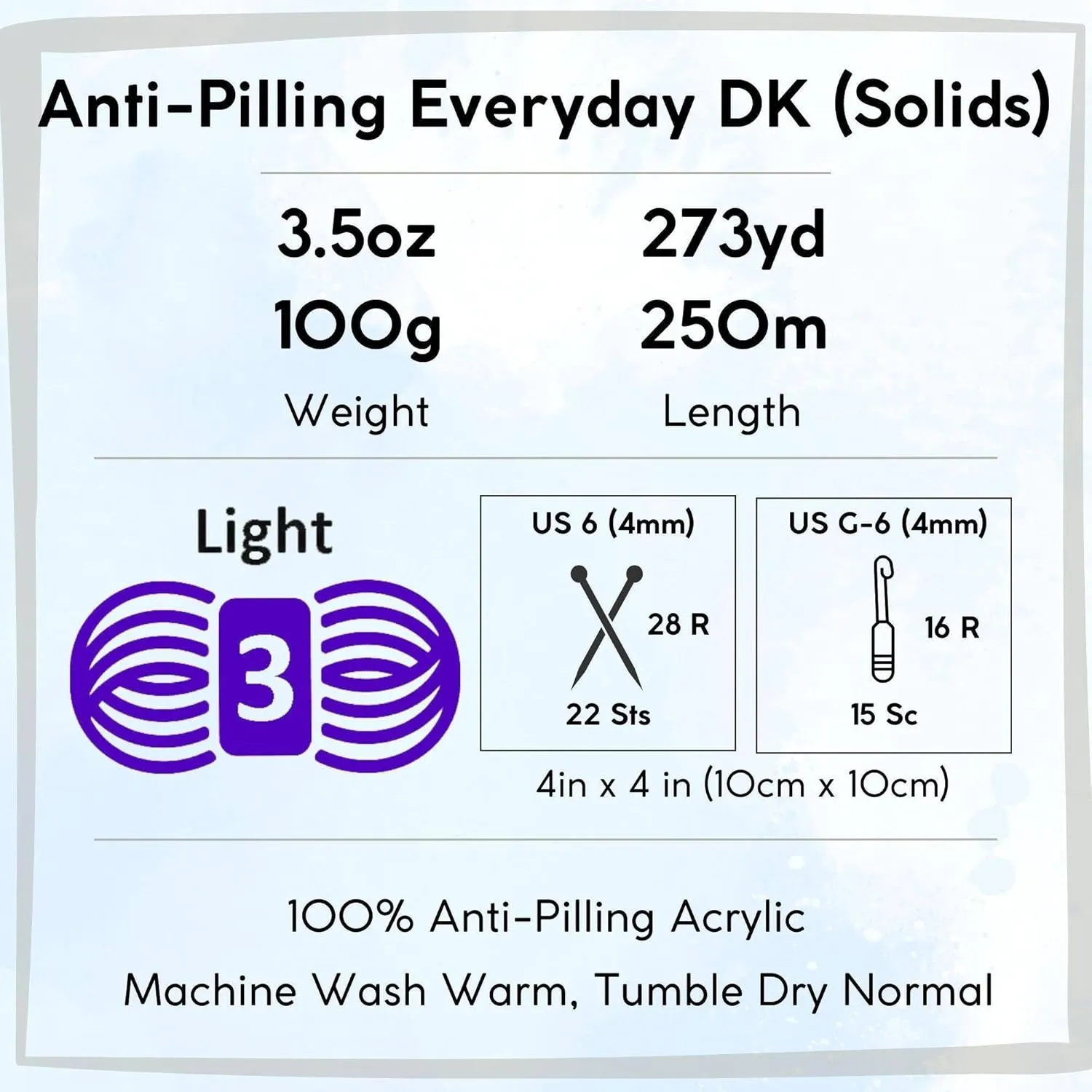 Premier Yarns Anti-Pilling Everyday DK Linen 1107-19 (3-Skeins - Same Dye Lot) DK Light Worsted #3 Anti-Pilling Acrylic Yarn for Crocheting and Knitting with Project Bag