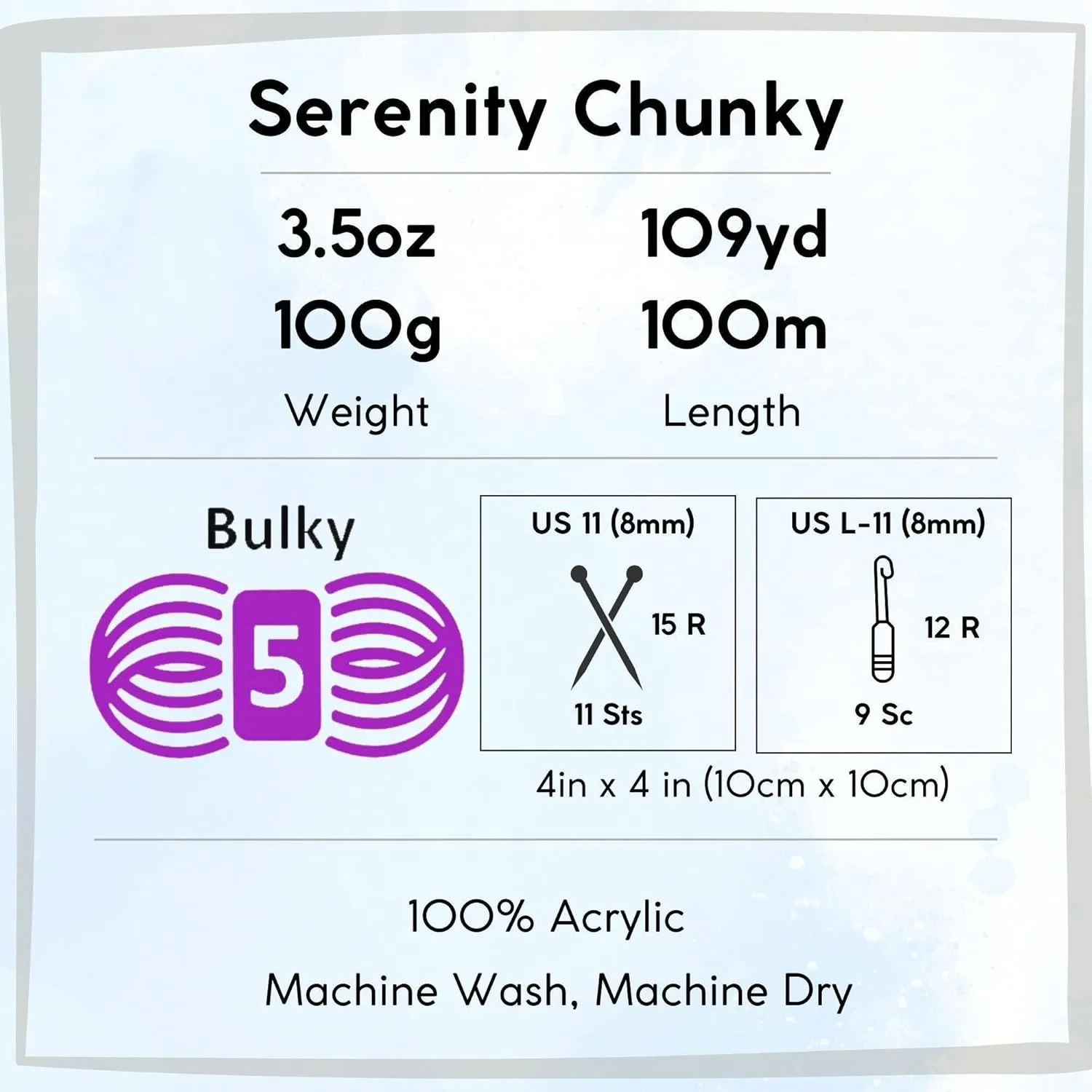 Premier Yarns Serenity Chunky Solid Pristine DN700-21 (3-Skeins - Same Dye Lot) Chunky Bulky #5 Acrylic Yarn for Crocheting and Knitting with Project Bag