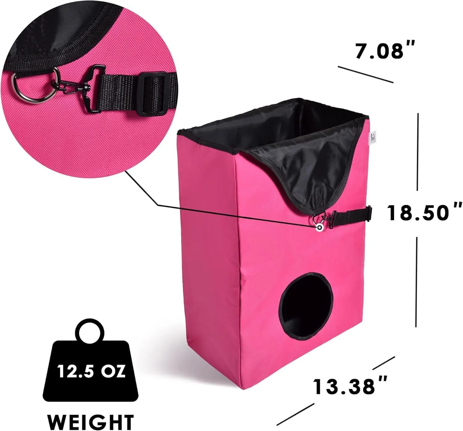 Premium Horse Slow Feed Hay Bag with Metal Snap Fastener and Heavy Adjustable Strap (Pink, 2-Pack)