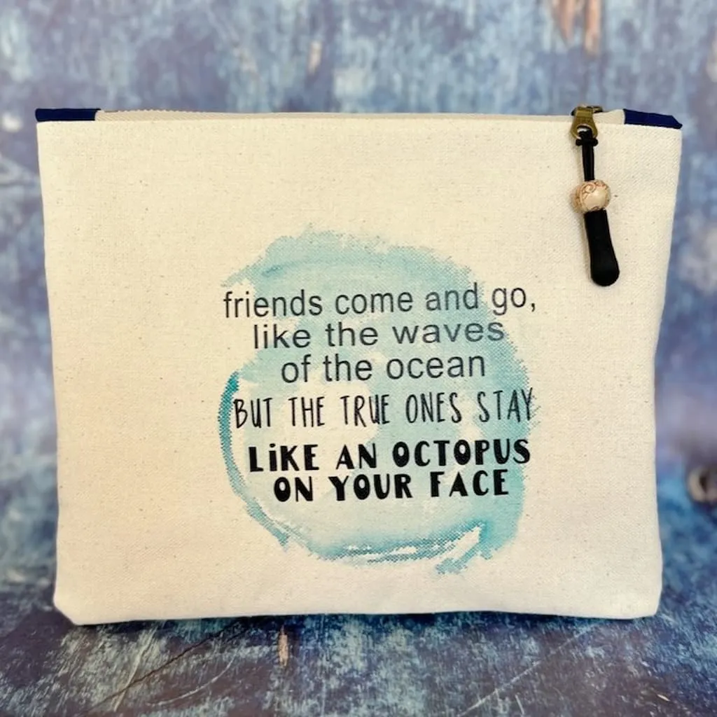 Pretty Clever Words Canvas Small Zippered Bag | Painted
