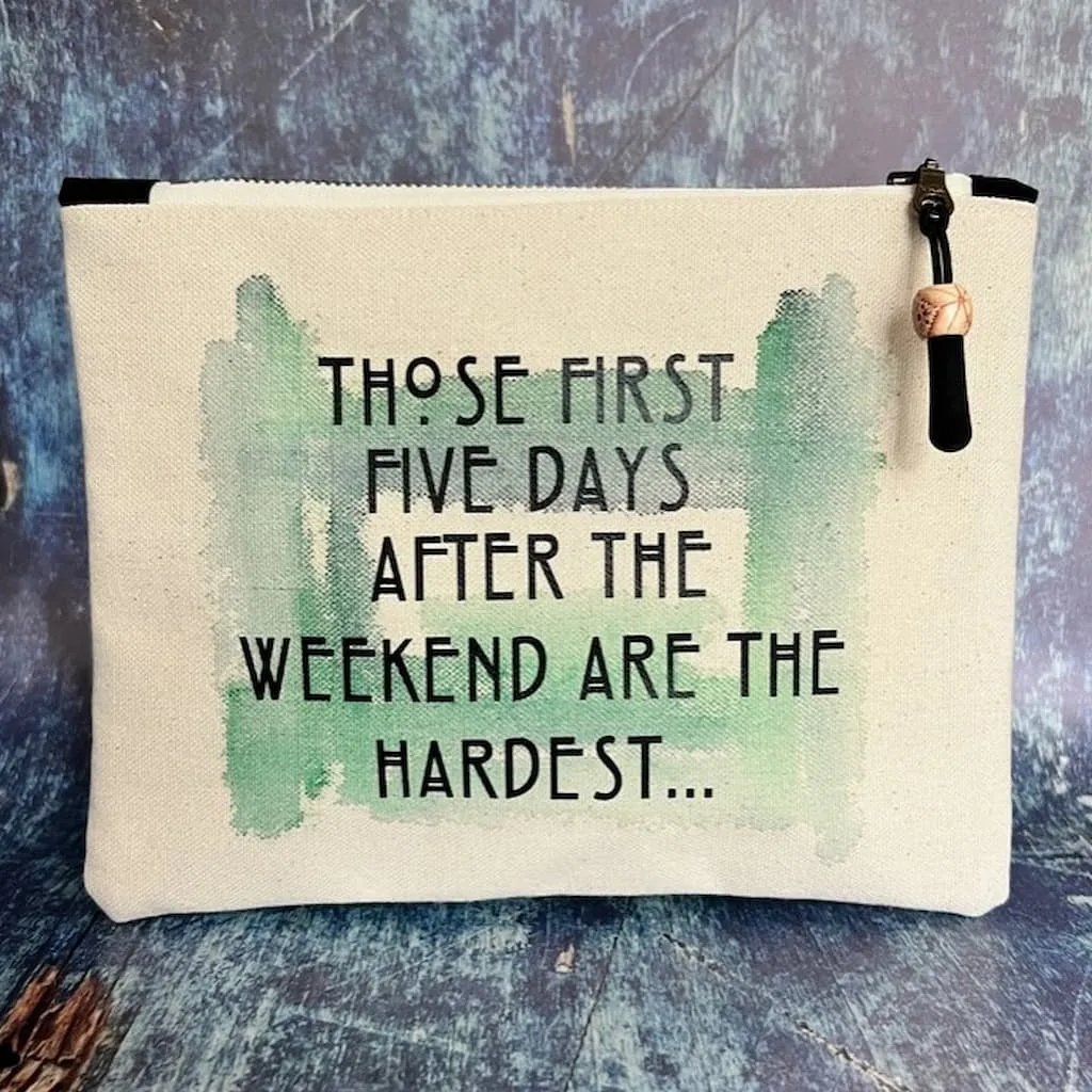 Pretty Clever Words Canvas Small Zippered Bag | Painted