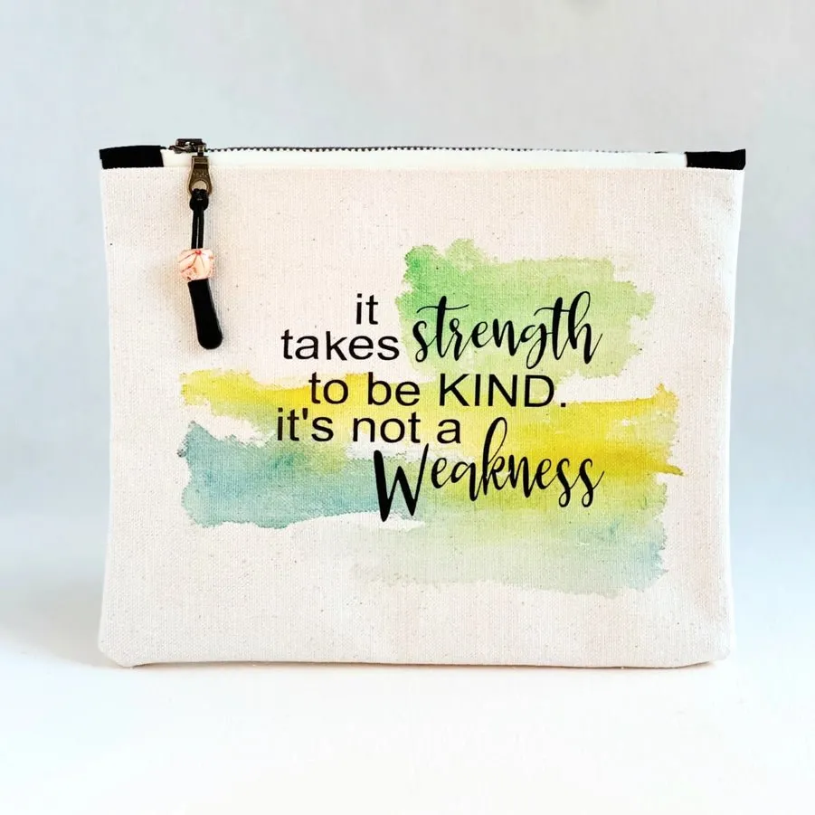Pretty Clever Words Canvas Small Zippered Bag | Painted