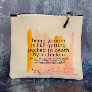 Pretty Clever Words Canvas Small Zippered Bag | Painted