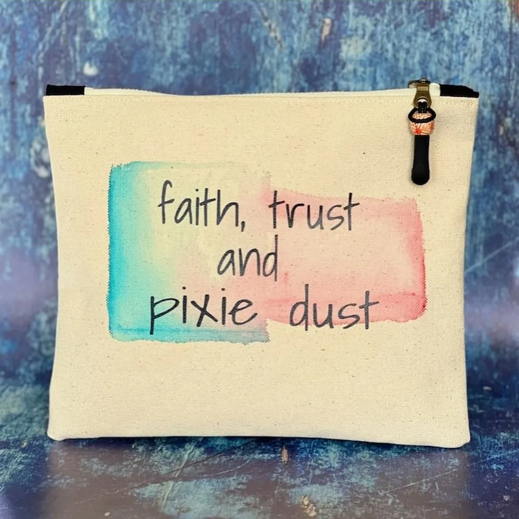 Pretty Clever Words Canvas Small Zippered Bag | Painted
