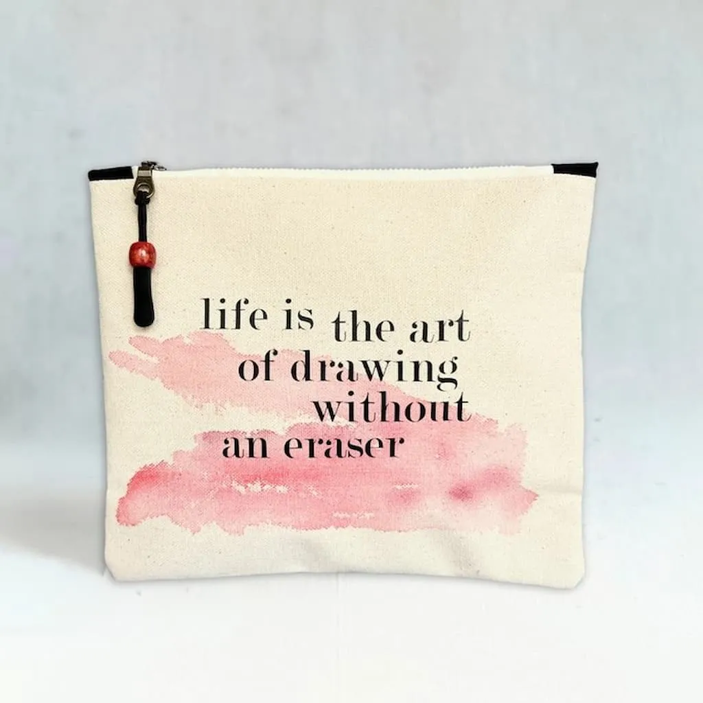 Pretty Clever Words Canvas Small Zippered Bag | Painted
