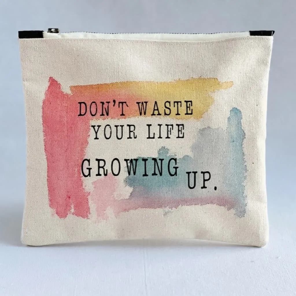 Pretty Clever Words Canvas Small Zippered Bag | Painted