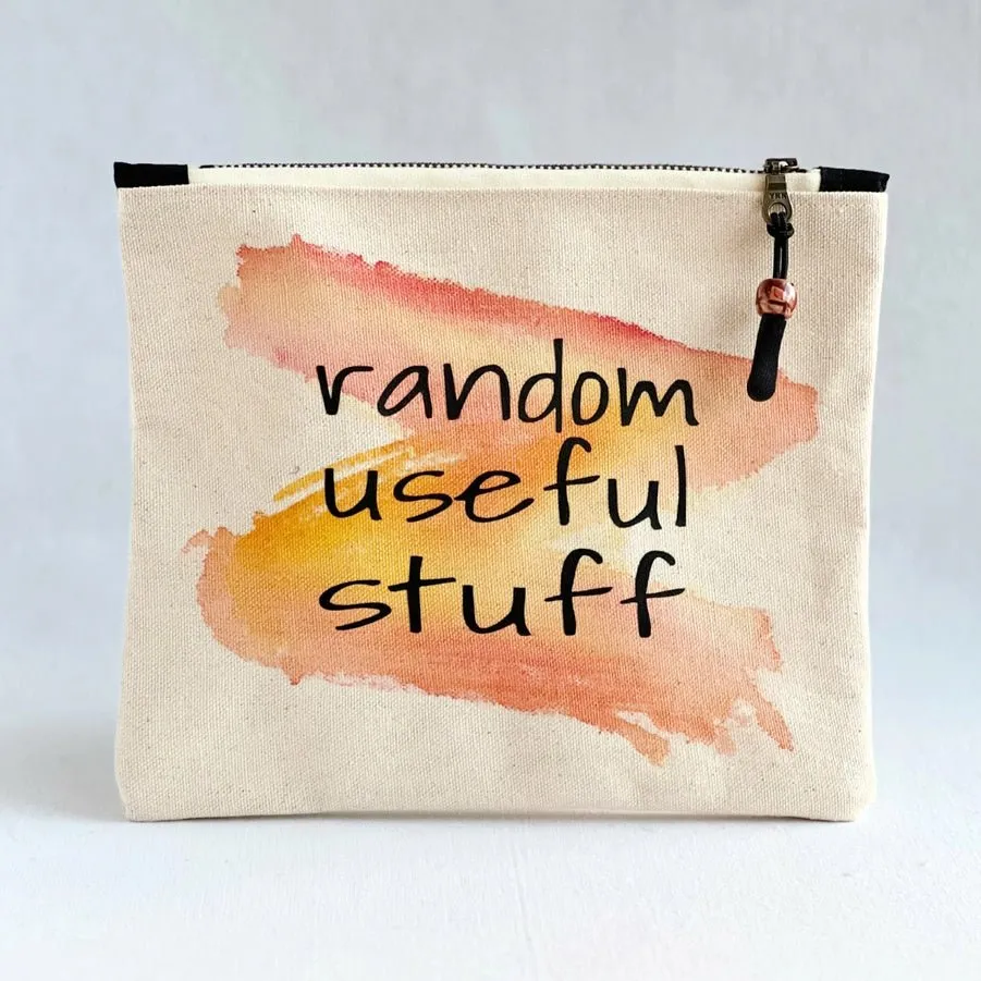 Pretty Clever Words Canvas Small Zippered Bag | Painted