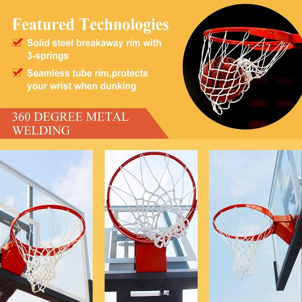 PROGOAL Breakaway Basketball Rim, Heavy Duty Flex Rim Replacement 5/8-In, Standard Goal Reinforced Mounting Bracket Fit Most Size Backboards Indoor and Outdoor