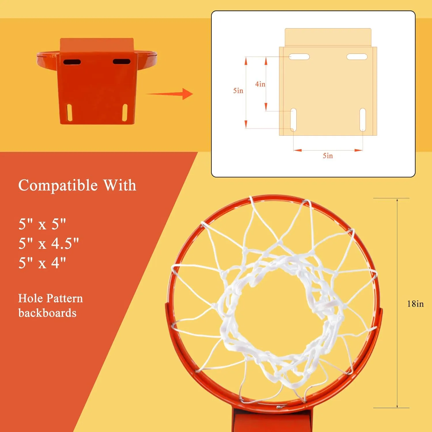 PROGOAL Breakaway Basketball Rim, Heavy Duty Flex Rim Replacement 5/8-In, Standard Goal Reinforced Mounting Bracket Fit Most Size Backboards Indoor and Outdoor