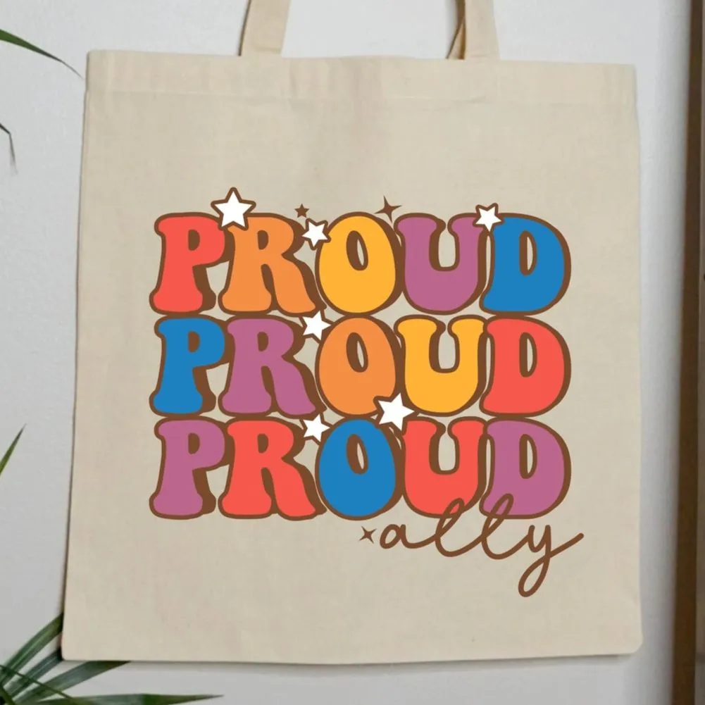 Proud Ally LGBTQ Pride Canvas Tote Bag