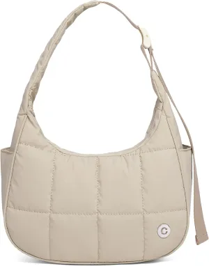 Puffer Shoulder Crescent Bag for Women Nylon Hobo Bags Purse for Women Small Quilted Bag with Adjustable Strap