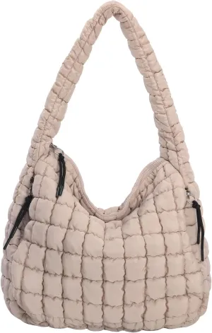 Puffer Tote Bag for Women Large Quilted Carryall Bag Soft Puffy Crossbody Lightweight Shoulder Handbags Work Travel