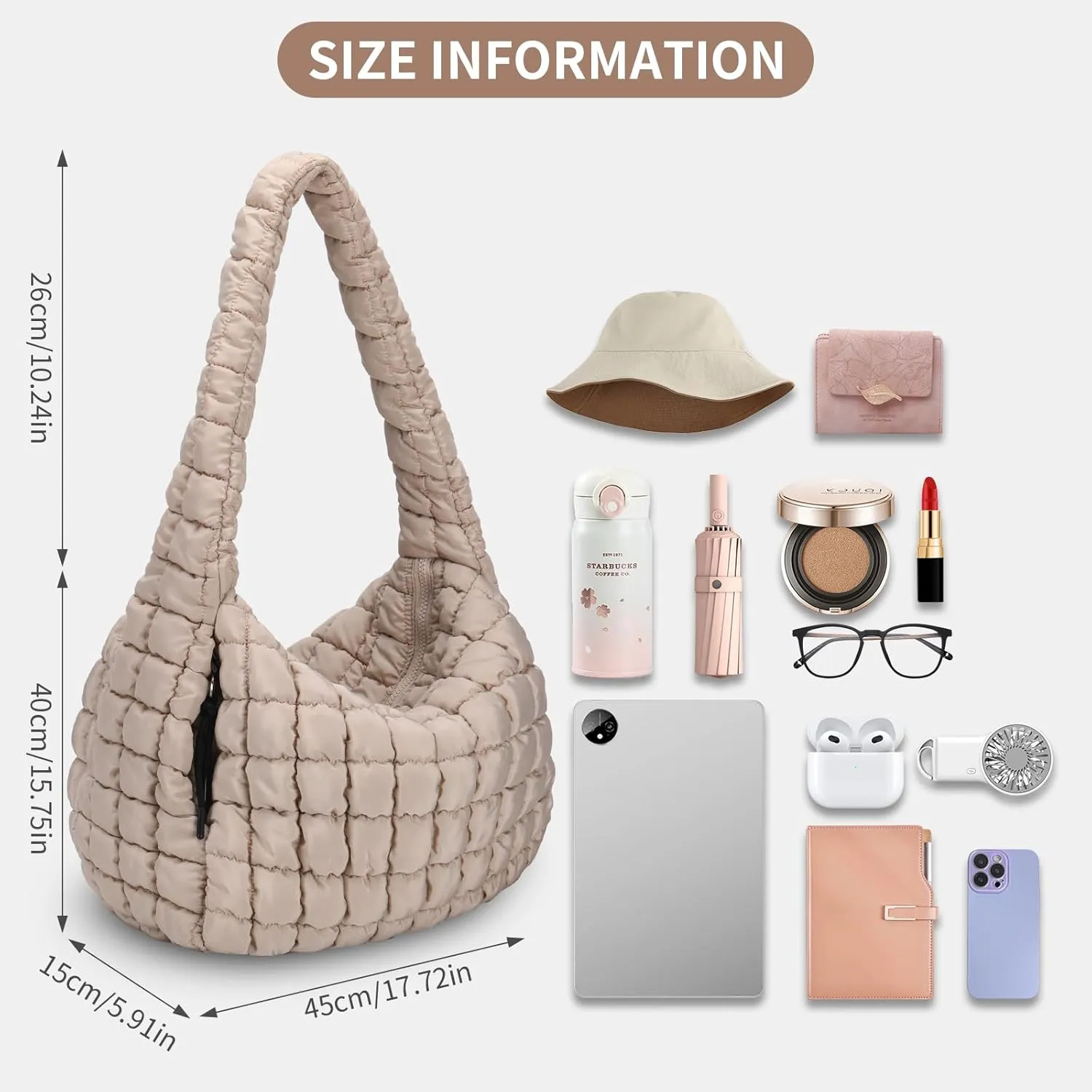 Puffer Tote Bag for Women Large Quilted Carryall Bag Soft Puffy Crossbody Lightweight Shoulder Handbags Work Travel