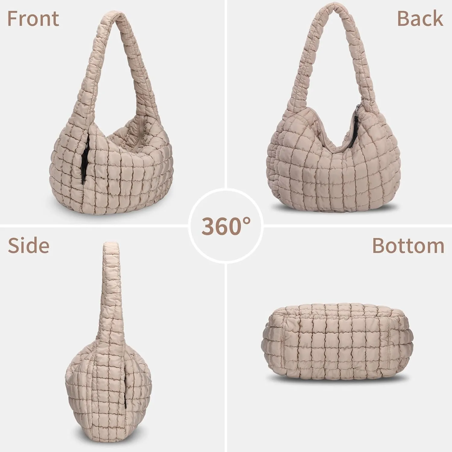 Puffer Tote Bag for Women Large Quilted Carryall Bag Soft Puffy Crossbody Lightweight Shoulder Handbags Work Travel