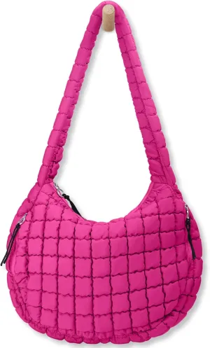 Puffer Tote Bag for Women Large Quilted Tote Bag Quilted Carryall Bag Soft Puffy Crossbody Bag Hobo Handbags Puff Purse