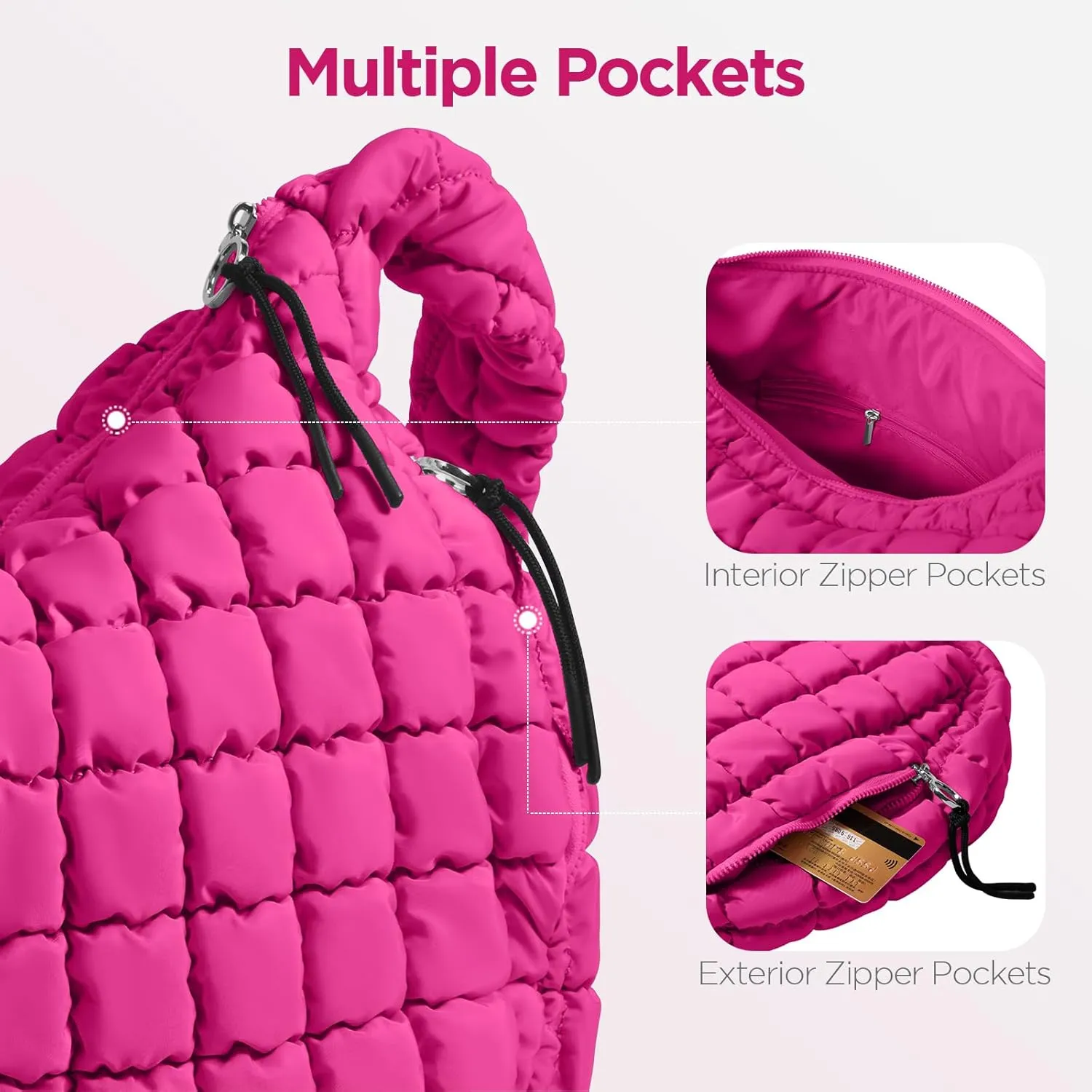 Puffer Tote Bag for Women Large Quilted Tote Bag Quilted Carryall Bag Soft Puffy Crossbody Bag Hobo Handbags Puff Purse