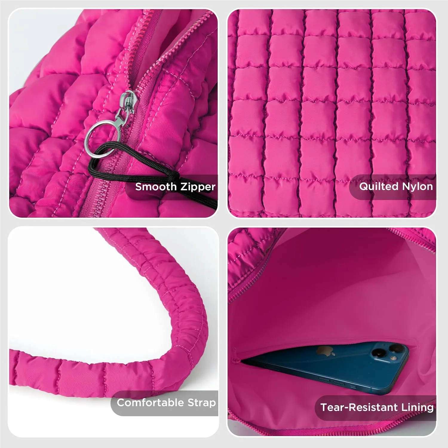 Puffer Tote Bag for Women Large Quilted Tote Bag Quilted Carryall Bag Soft Puffy Crossbody Bag Hobo Handbags Puff Purse
