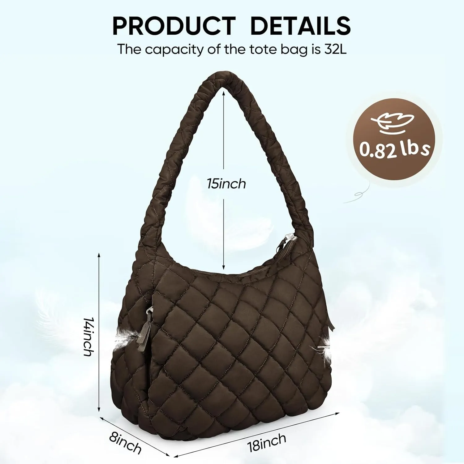 Puffer Tote Bag, Large Carryall Quilted Tote Bag for Women, Comfort Puffer Crossbody Bag, Lightweight Puffer Purses