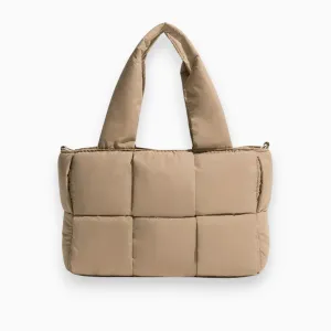Puffy Quilted Tote Bag | Nylon | Casual