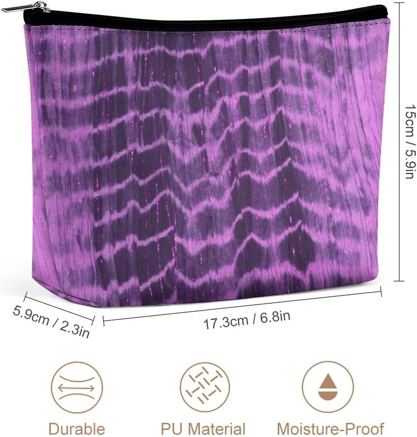 Purple Small Makeup Bag,cosmetic bag for Women, Tie Dye Stripe Travel Makeup Organizer for Daily Use,Make Up Pouch,Toiletry Bags for Traveling Women