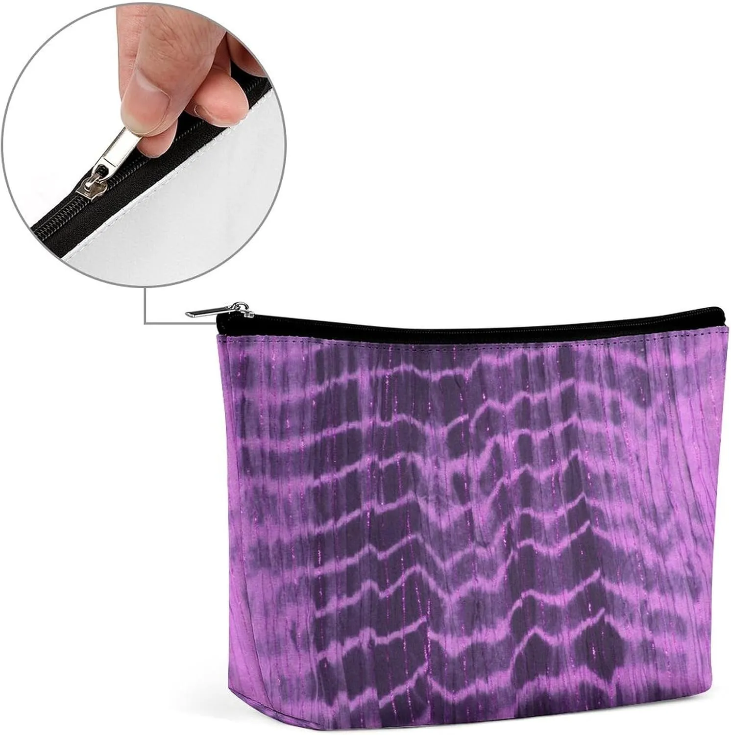 Purple Small Makeup Bag,cosmetic bag for Women, Tie Dye Stripe Travel Makeup Organizer for Daily Use,Make Up Pouch,Toiletry Bags for Traveling Women