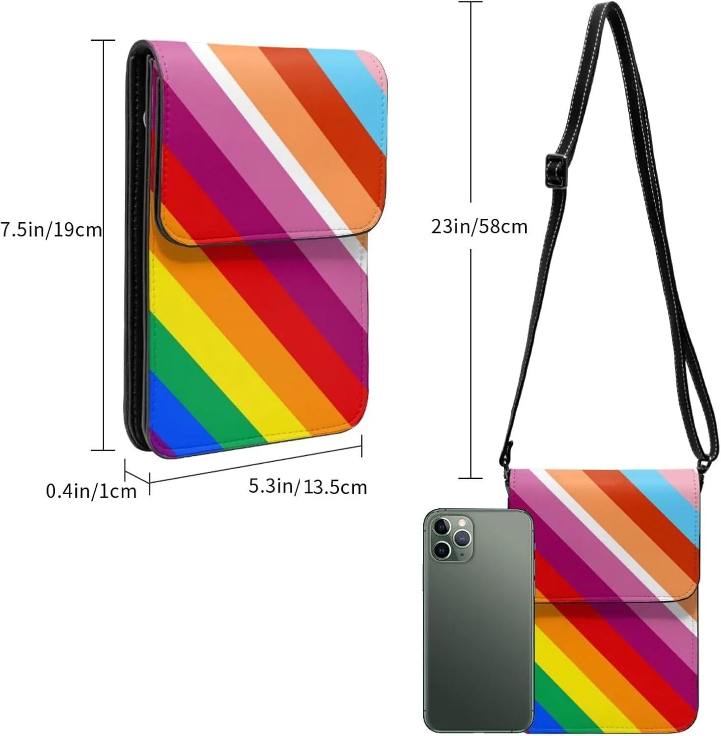 Puzzle Pieces Tie Dye Autism Awareness Leather Crossbody Cell Phone Purse Wallet Bags Adjustable Phone Bag for Women
