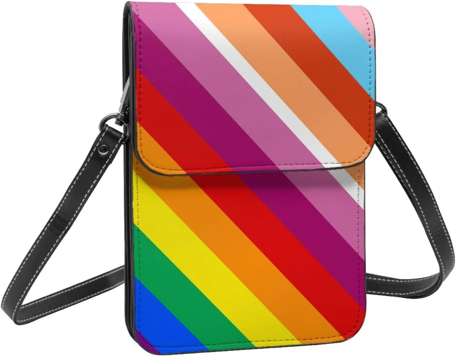 Puzzle Pieces Tie Dye Autism Awareness Leather Crossbody Cell Phone Purse Wallet Bags Adjustable Phone Bag for Women
