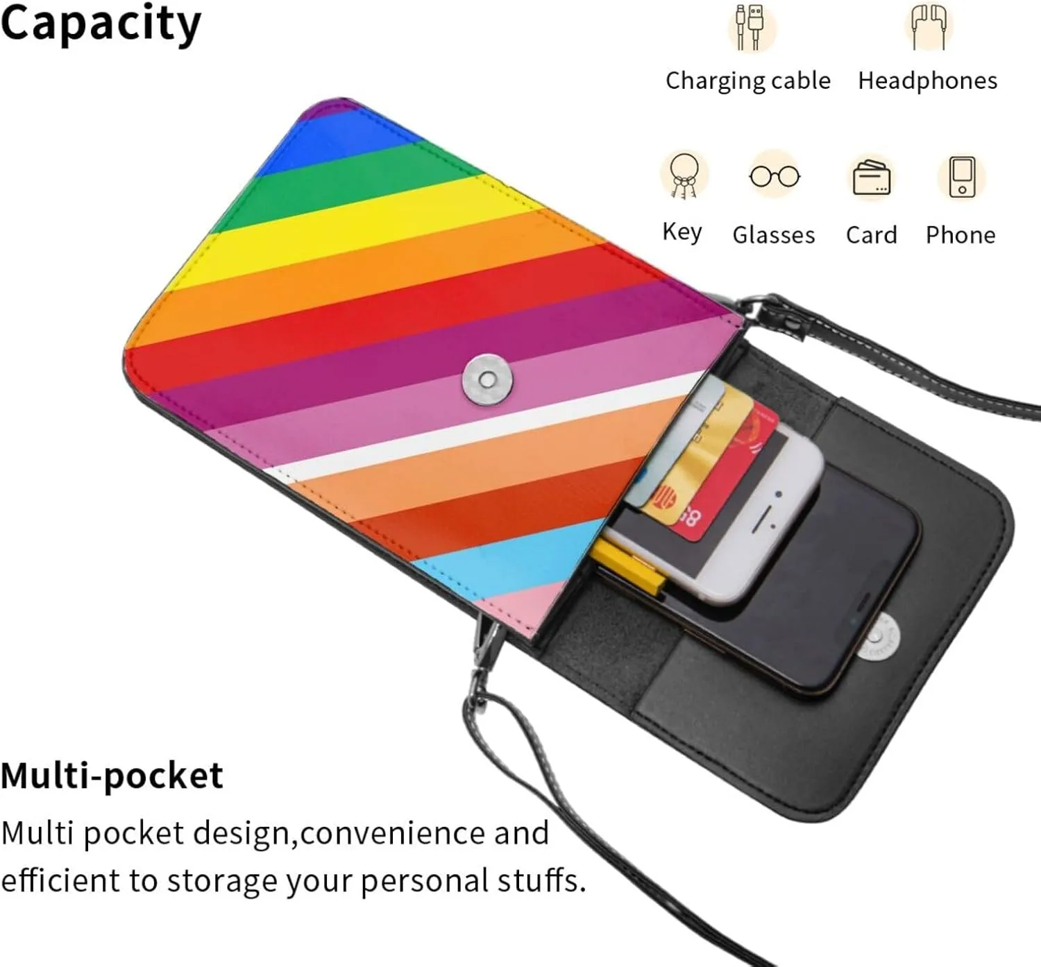Puzzle Pieces Tie Dye Autism Awareness Leather Crossbody Cell Phone Purse Wallet Bags Adjustable Phone Bag for Women