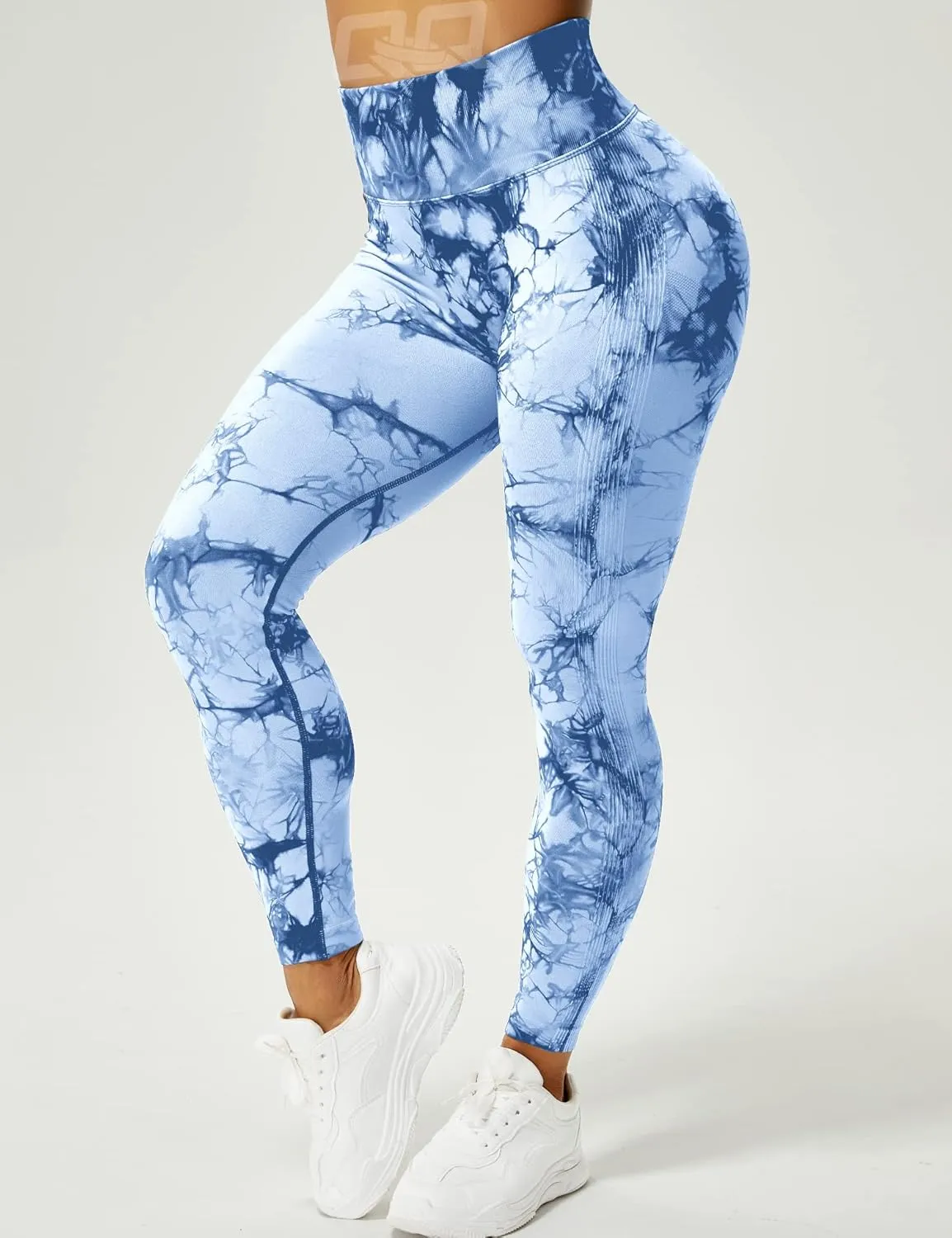 QOQ Womens High Waisted Seamless Workout Leggings Butt Lifting Gym Yoga Pants Booty Scrunch Vital Tummy Control Ruched Tights