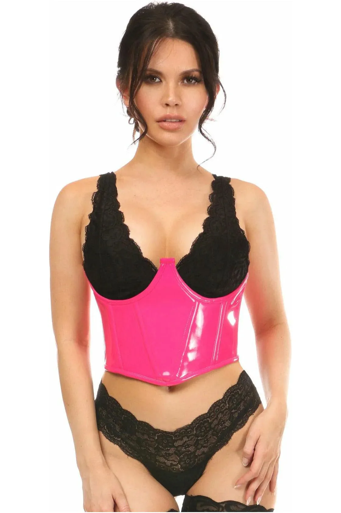 Queen Lavish Patent Open Cup Underwire Waist Cincher