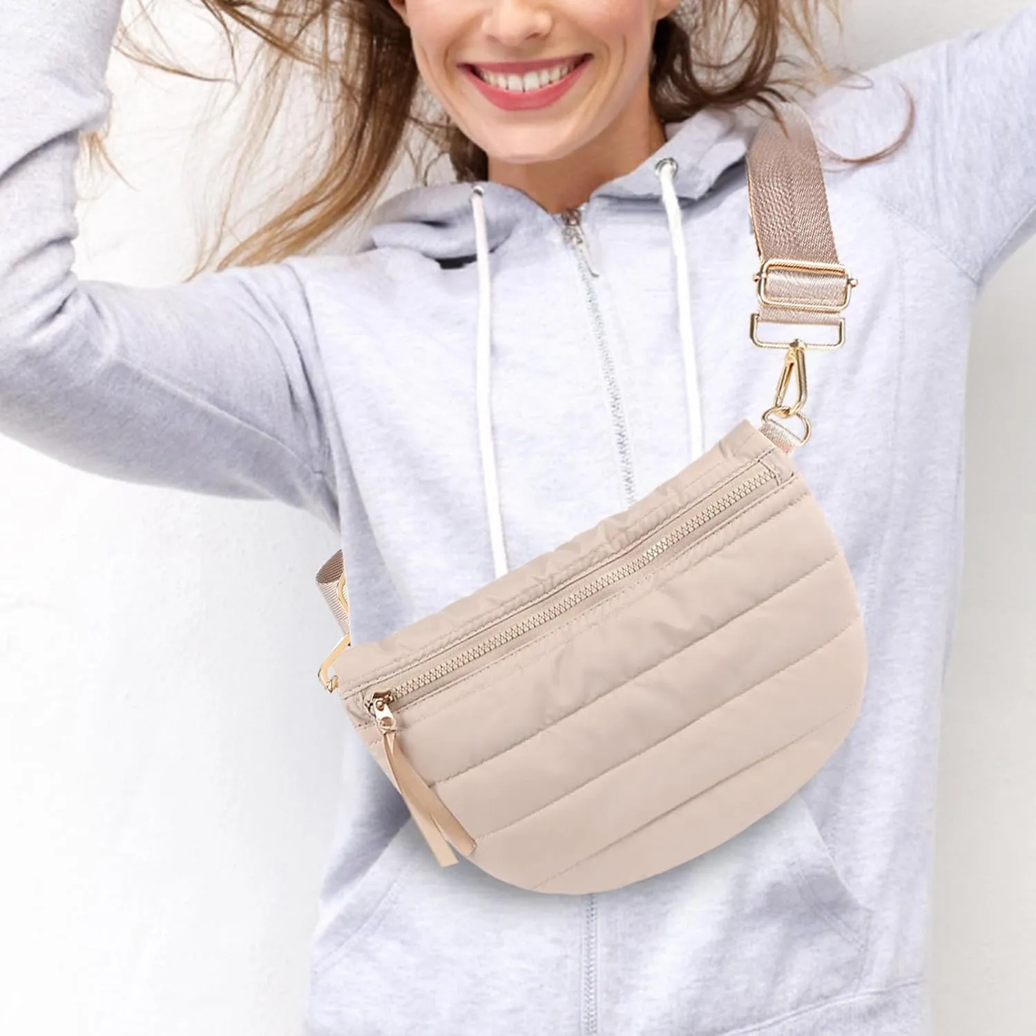 Quilted Puffer Belt Bag Puffy Sling Bag Fanny Pack Puffer Crossbody Bags Chest Belt Bum Waist Bag Purse Shoulder Bag for Women Gift