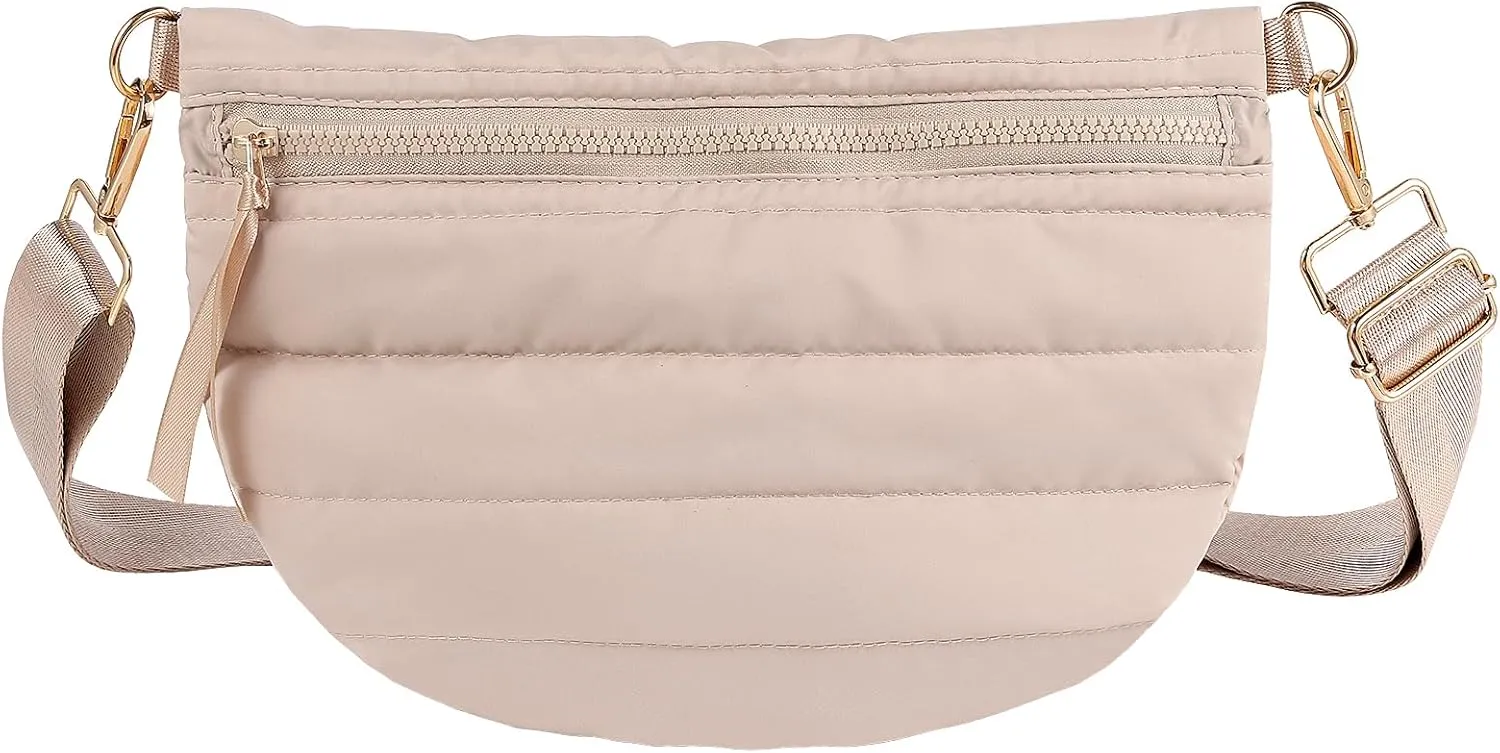 Quilted Puffer Belt Bag Puffy Sling Bag Fanny Pack Puffer Crossbody Bags Chest Belt Bum Waist Bag Purse Shoulder Bag for Women Gift