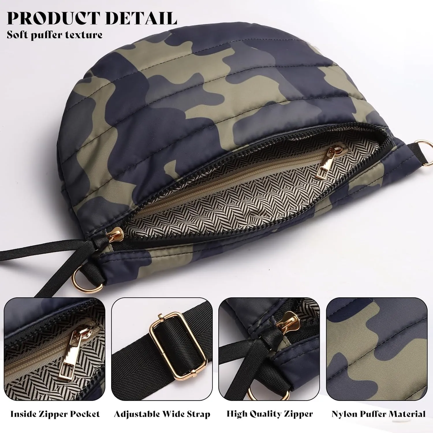 Quilted Puffer Belt Bag Puffy Sling Bag Fanny Pack Puffer Crossbody Bags Chest Belt Bum Waist Bag Purse Shoulder Bag for Women Gift