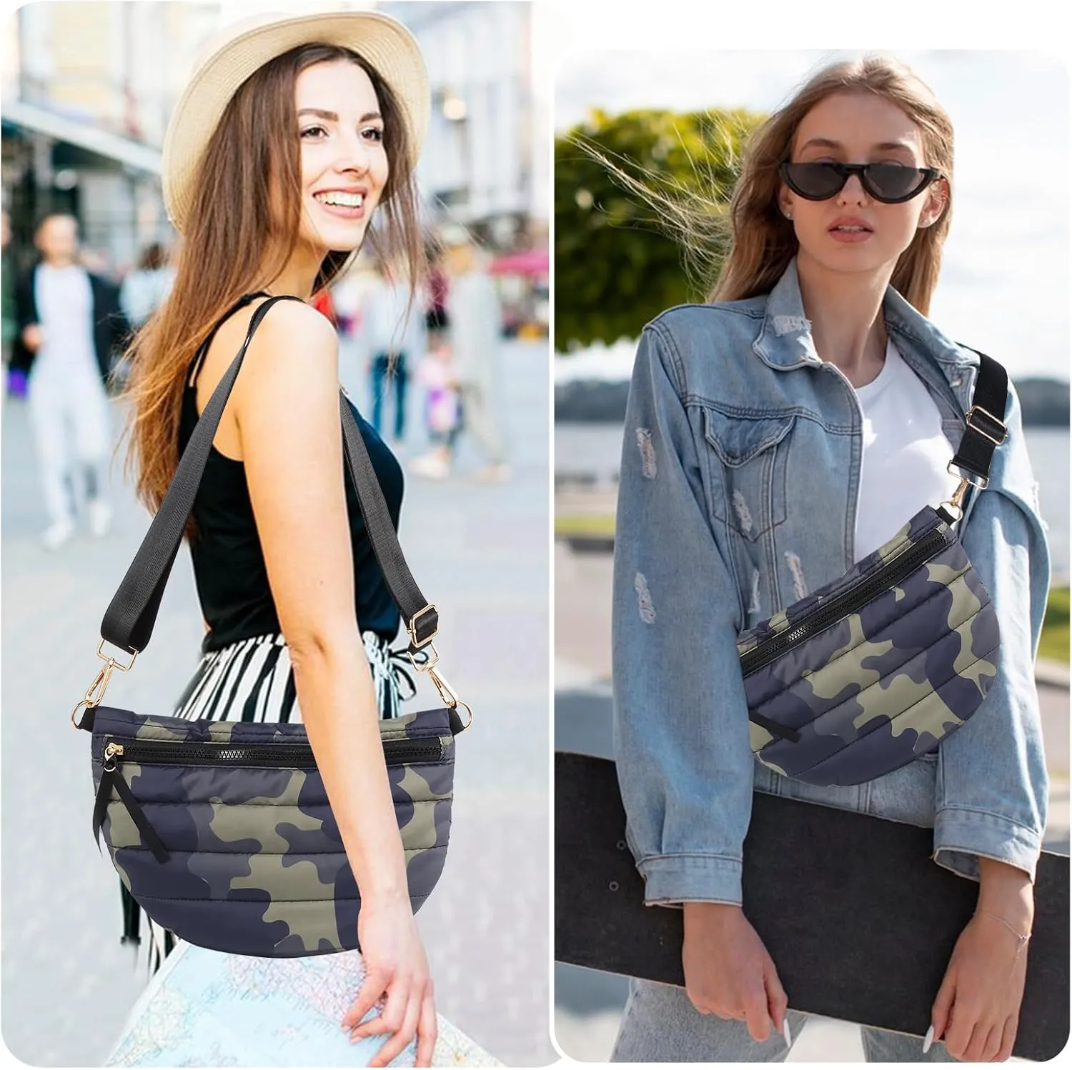 Quilted Puffer Belt Bag Puffy Sling Bag Fanny Pack Puffer Crossbody Bags Chest Belt Bum Waist Bag Purse Shoulder Bag for Women Gift