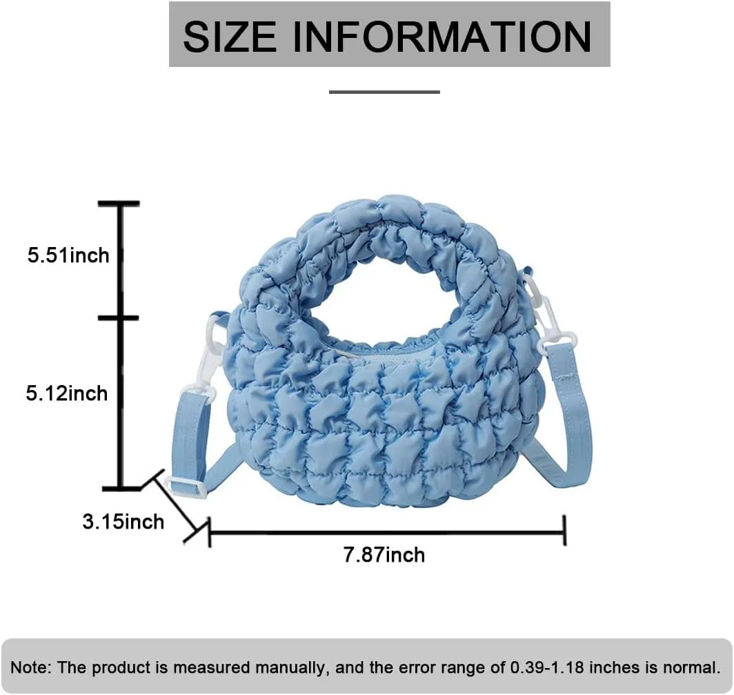 Quilted Puffer Tote Bag for Women Mini Purse Puff Bag Puffy Nylon Crossbody Bags Lightweight Carryall Bag Puffy Purses